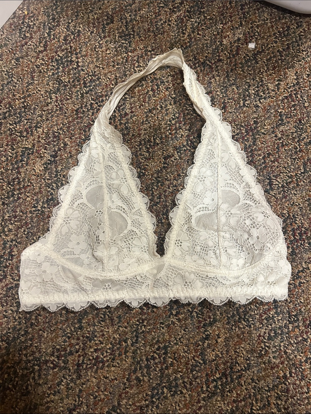 Free People Ivory Lace Halter Bralette